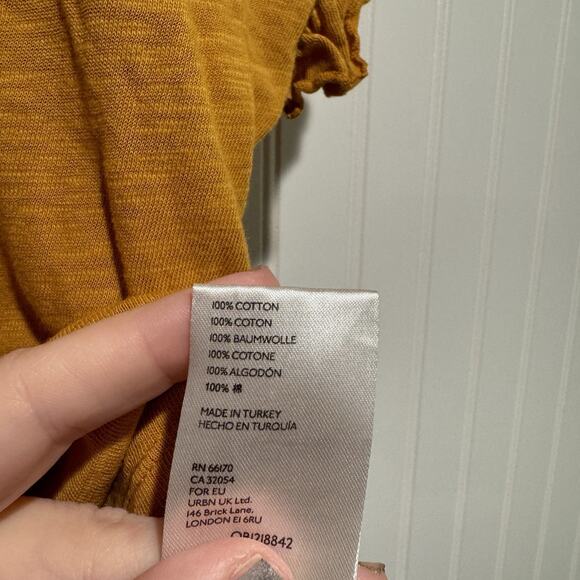 Anthropologie Pilcro Leilia Cotton Ruffled Top Marigold Size Large - Picture 6 of 7